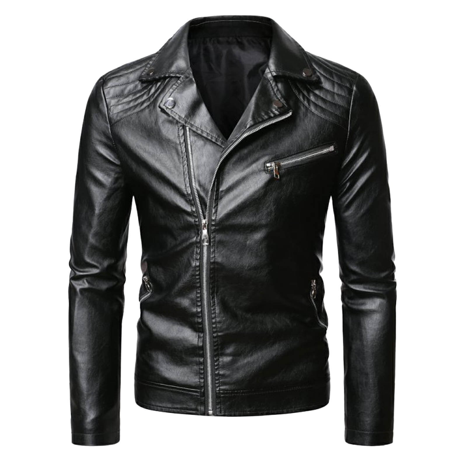 Mannen Motorjacks Winter Verdikking Warm Casual Jas Effen Kleur Mode Retro Jacket Uitloper Slim Waterdichte Tops Kleding: A / XXXL