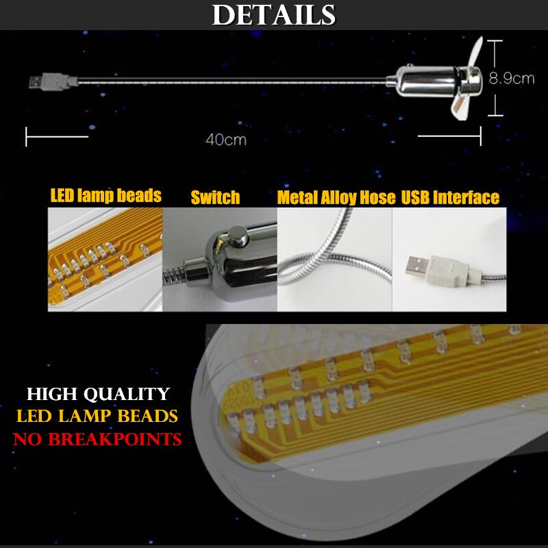 DIY USB Gadget Mini LED Light Flash Clock Fan Flexible Alloy Real-time Clock Display Cool Fan for PC&Laptop&Car&Mobile Power