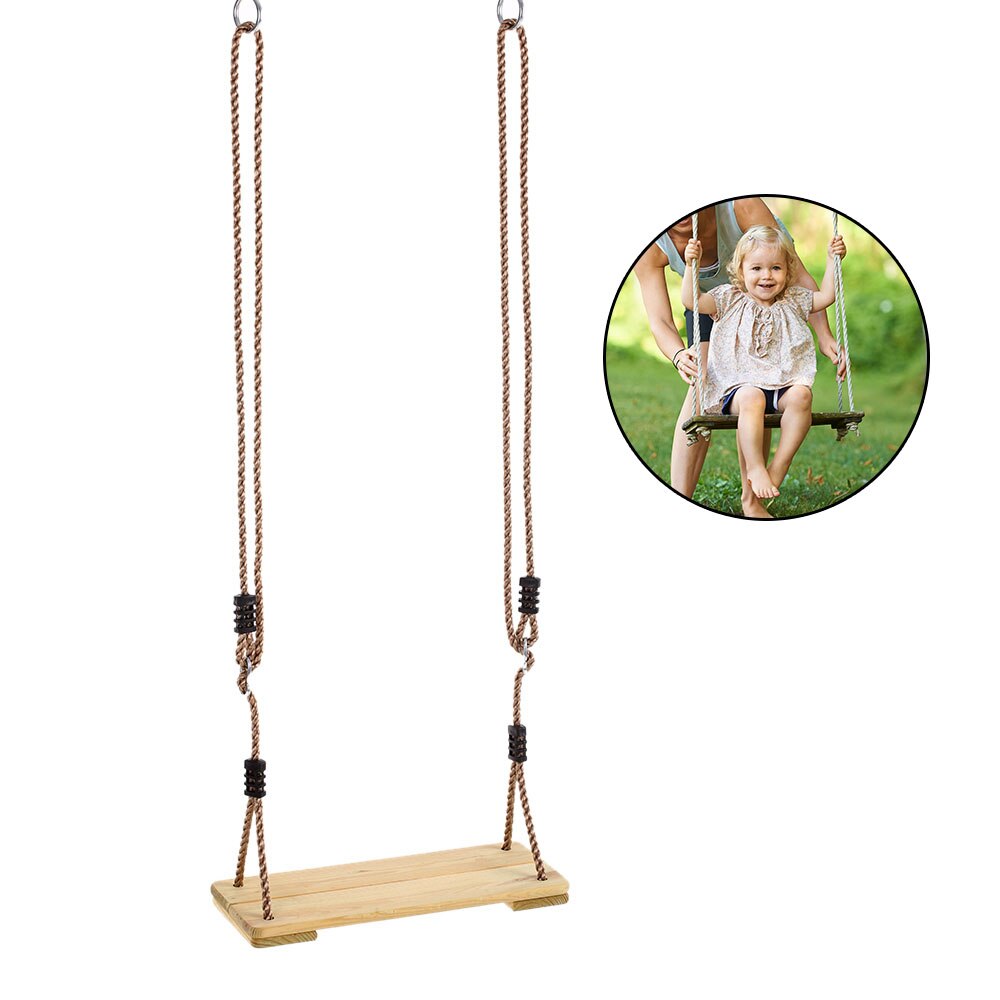 For 150kg Hammock Children Adult Tree Playground Park Strong Indoor Outdoor 4pc Board Adjustable Rope Wooden Swing Seat Hanging