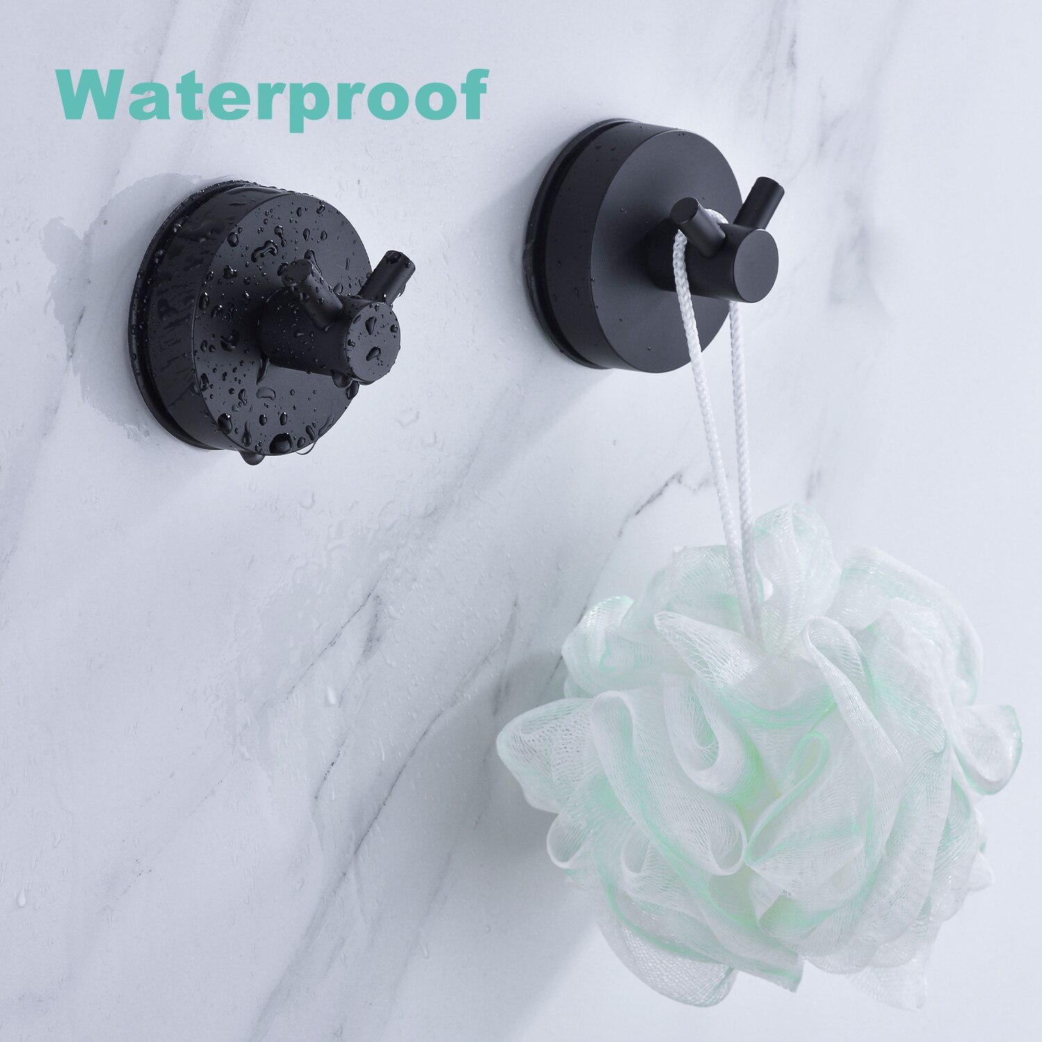 Crochet de douche à ventouse solide en acier inoxydable, 2 pièces, crochet de serviette sous vide, noir, étanche, pour la cuisine et la salle de bain, pour la Robe, 5KG