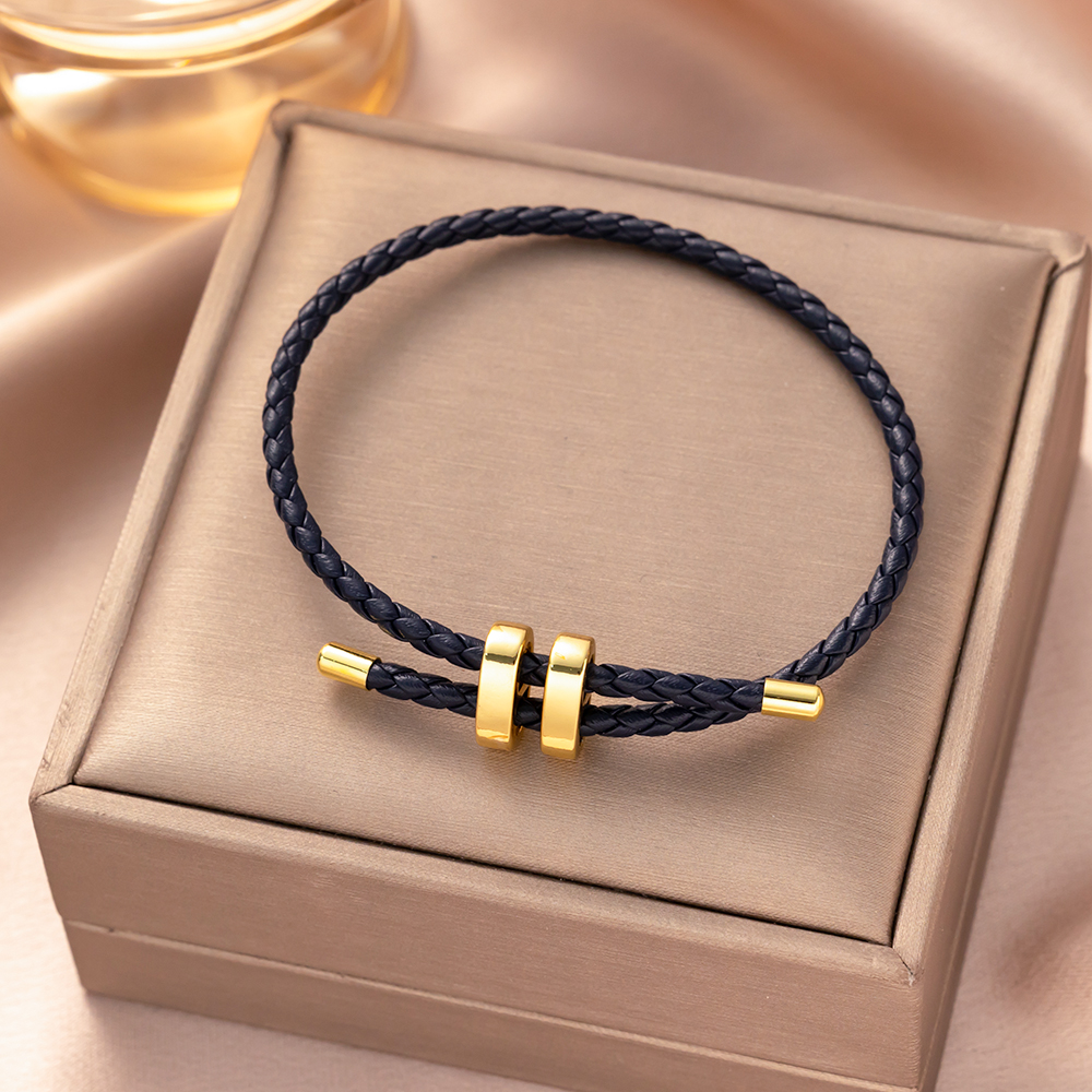 Pulsera de cuerda impermeable de alambre ajustable, hebilla dorada de acero inoxidable, pulseras trenzadas hechas a mano para mujeres y niñas, joyería de: Verde oscuro