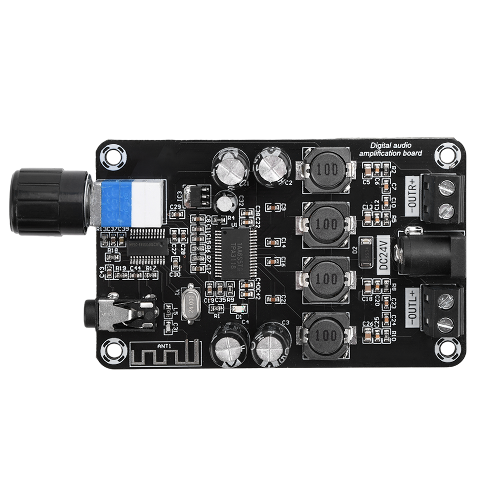 DC 12V-24V Class D amplifier module 50W*2 HiFi stereo Bluetooth 5.0 audio amplifier with adjustable volume protection amplifier: Khaki