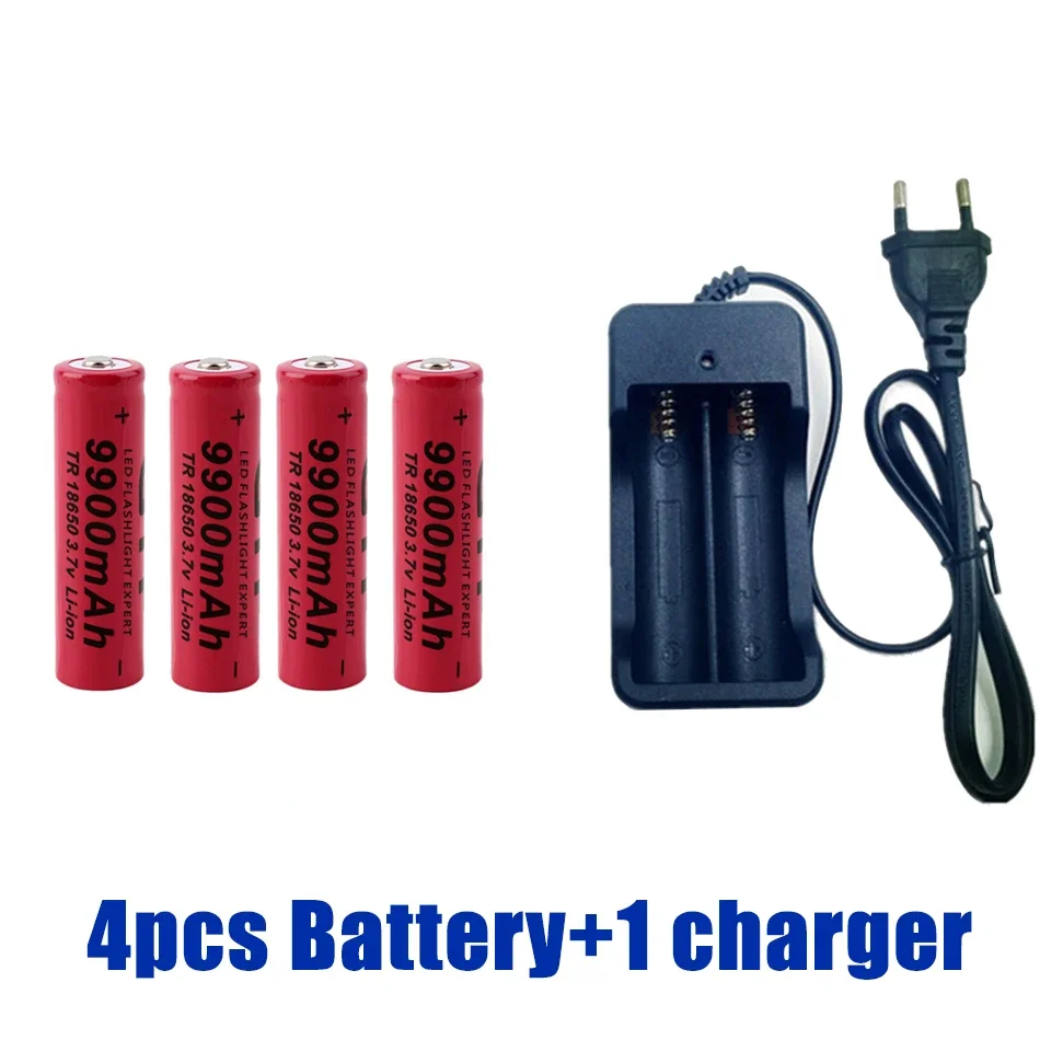 18650 battery 3.7V 9900mAh rechargeable Li-ion battery for Led flashlight Torch battery lithium battery charger: WHITE