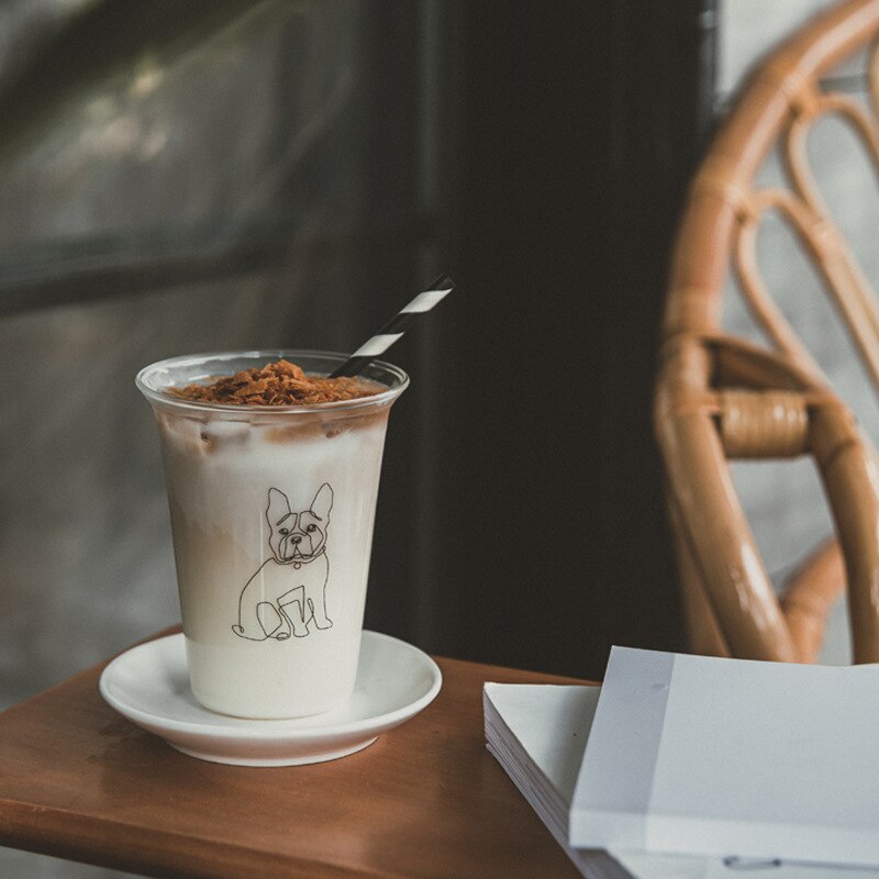 350ml Cartoon Cat Glass Mug Heat-resistant Coffee Milk Mug Handmade Beer Mug Tea Glass Whiskey Transparent Glass Cups Drinkware