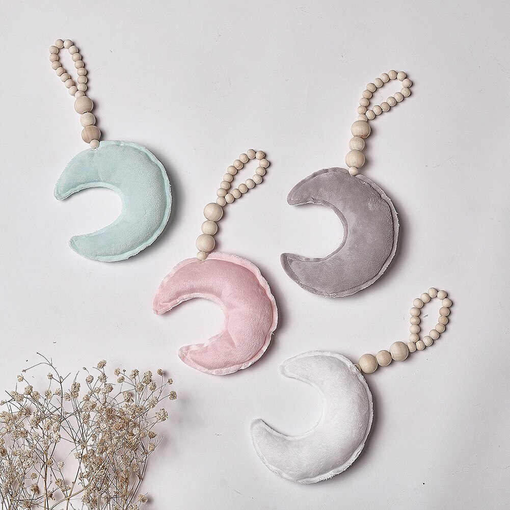 3pcs/4pcs Baby Room Decoration Baby Room Accessories Baby Girl Room Decor Moon Wooden Bead Kid Decoration Room Newborn Bed Prop: 4pcs MOON