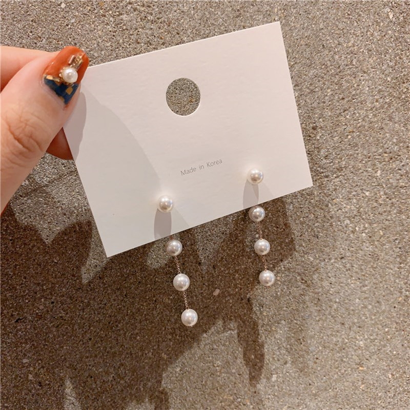 Trendy oorbellen voor dames met imitatieparels, lange oorbellen met witte ronde parels, trouwoorbellen met hanger, koreaanse sieraden oorbellen