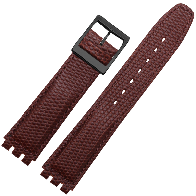 17Mm Hagedis Patroon Horloge Band Lederen Band Vervangende Polsband Voor Swatch Ycs Yas Ygs Zwart Bruin Wit Armband