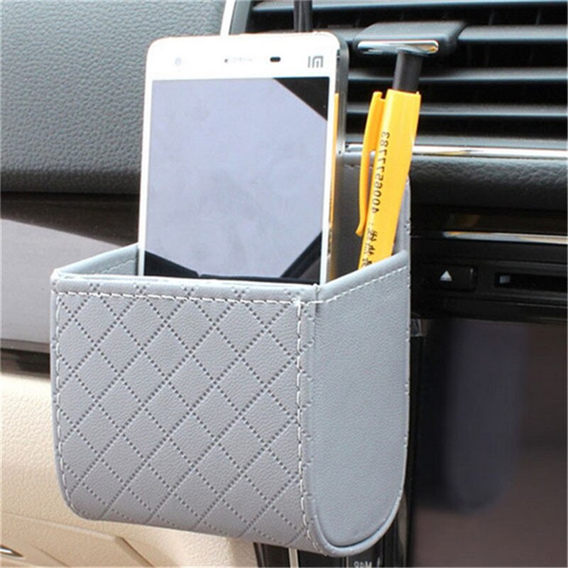 Auto uitlaat ventilatie stoel rugleuning opbergdoos pu leren muntzak etui organizer hangende houder etui auto accessoires