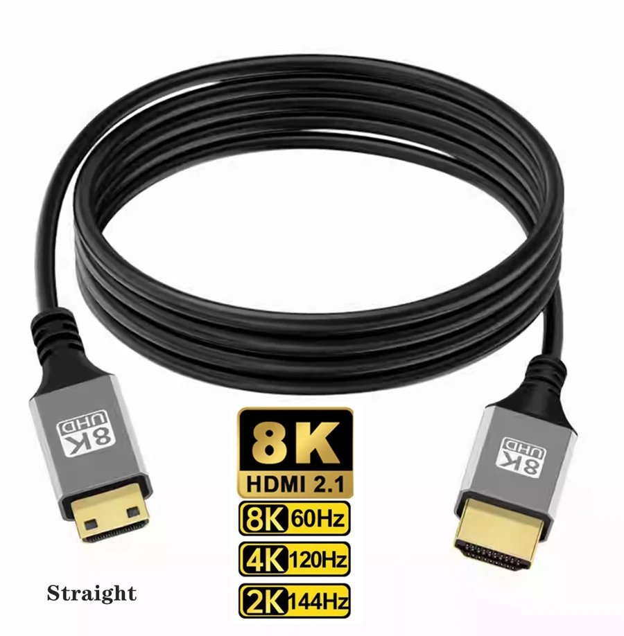 Cable Micro Mini HDMI a HDMI, compatible con ángulo de 90 grados, 8K, 5K, 2,1 V, para TV, PC, cámara Digital, tableta, Mini Cable Hdmi a Hdmi: Verde / <=0,5 m