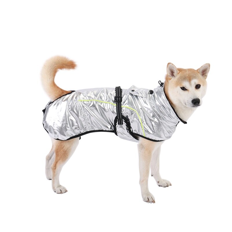 Lyxiga vinter hundkläder för stor hund jacka 9 storlek silver varm tjock liten stor hund rock valp kläder husdjur hund outfit: S