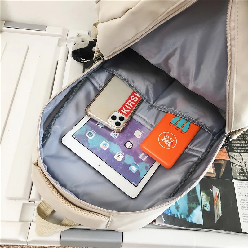 Mochila de Color liso para mujer, bolso de libros universitario con múltiples bolsillos, mochilas informales para ordenador portátil, mochila escolar para hombres y adolescentes, mochilas escolares para niñas