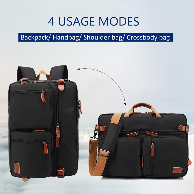 17 Inch Convertible Briefcase For Men Business Handbag Messenger Bag Casual Laptop Multifunctional Travel Bags Male