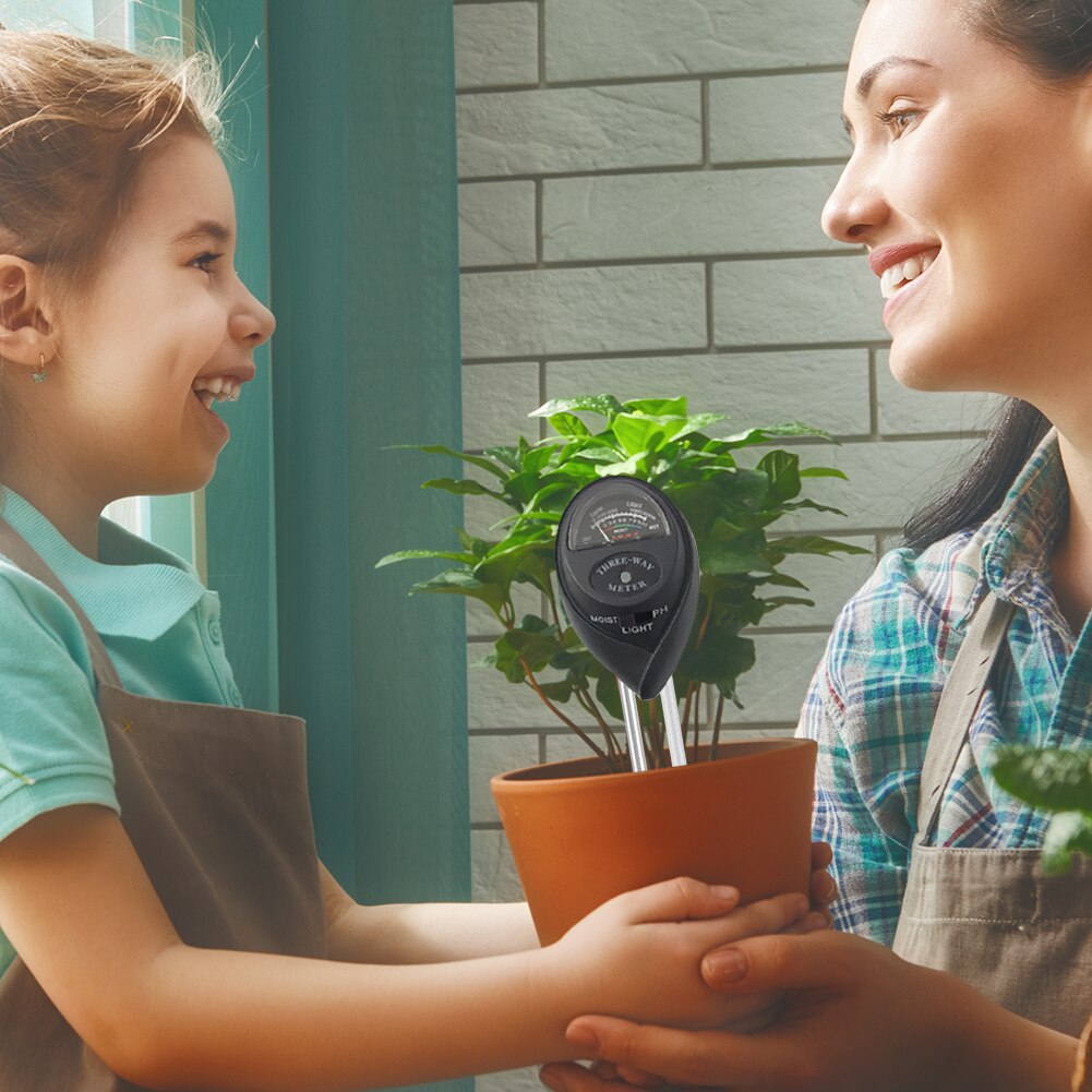 3 in 1 Soil Ph Meter Soil Tester PH Moisture Meter Temperature Sunlight Intensity Measurement Analysis Temperature Sunlight Test