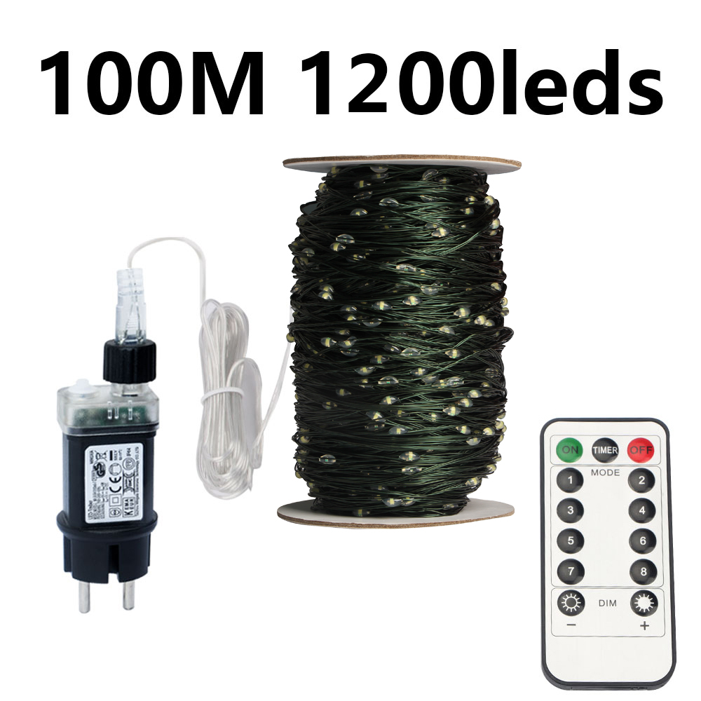 10m-120m LED String Lights Fairy Christmas Garland Outdoor Decor Lamp With Remote For Tree Street Bedroom Wedding Party: 120M 1200LEDs / Multicolor