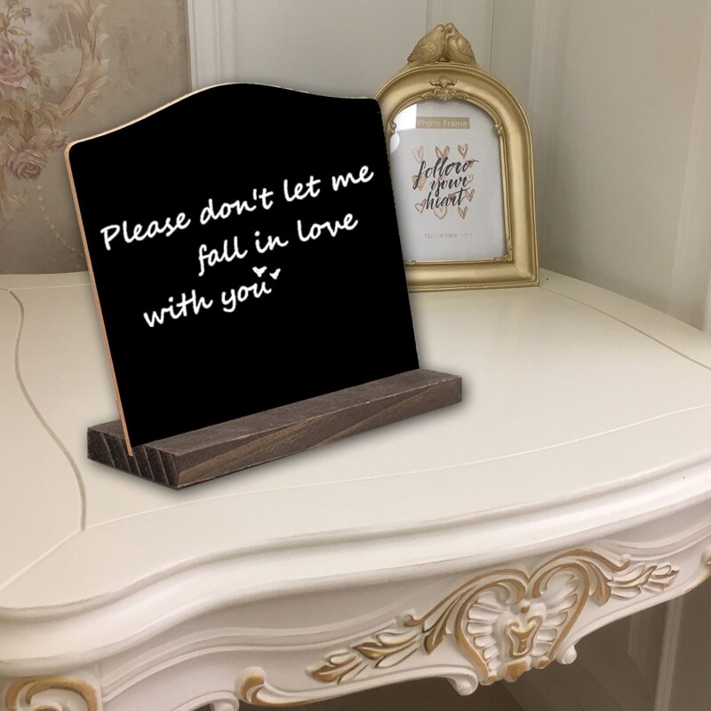 4pcs Double Sided Wooden Blackboard Square Message Board With Holder Small Note Chalk Board Home Decor