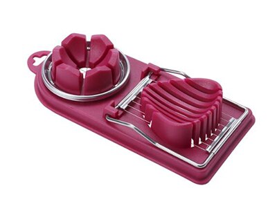 Eiersnijder - Roestvrij Staal - Fruit & Groente Snijder - Twee-in-één Slicer: Paars