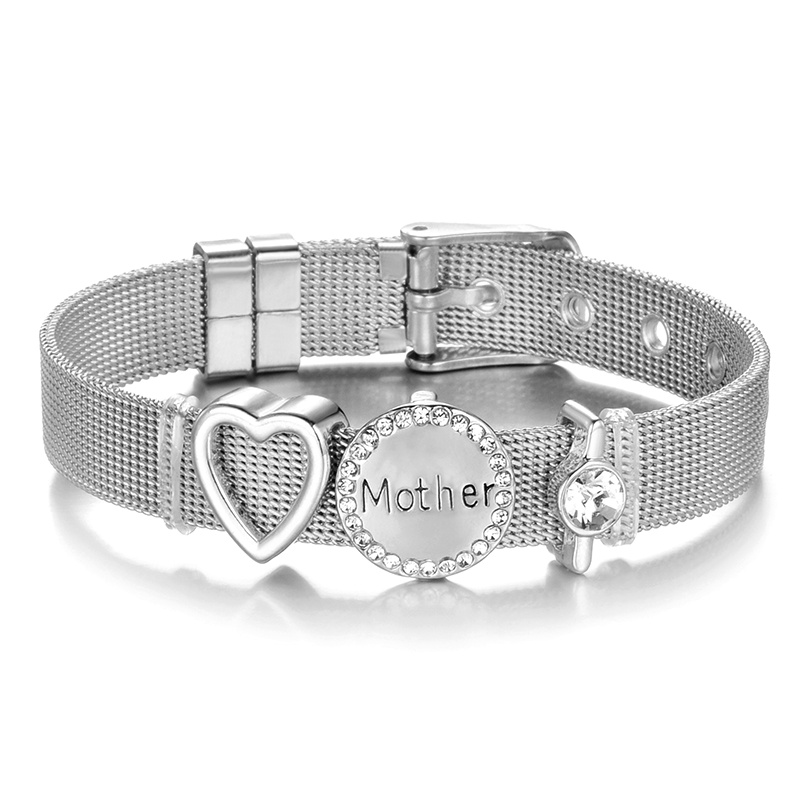 Octbyna Gittergewebe Armbinde einstellen Edelstahl Liebe murmeln Charme Armbinde Für Frauen Gurt Schmuck Frauen Liebhaber