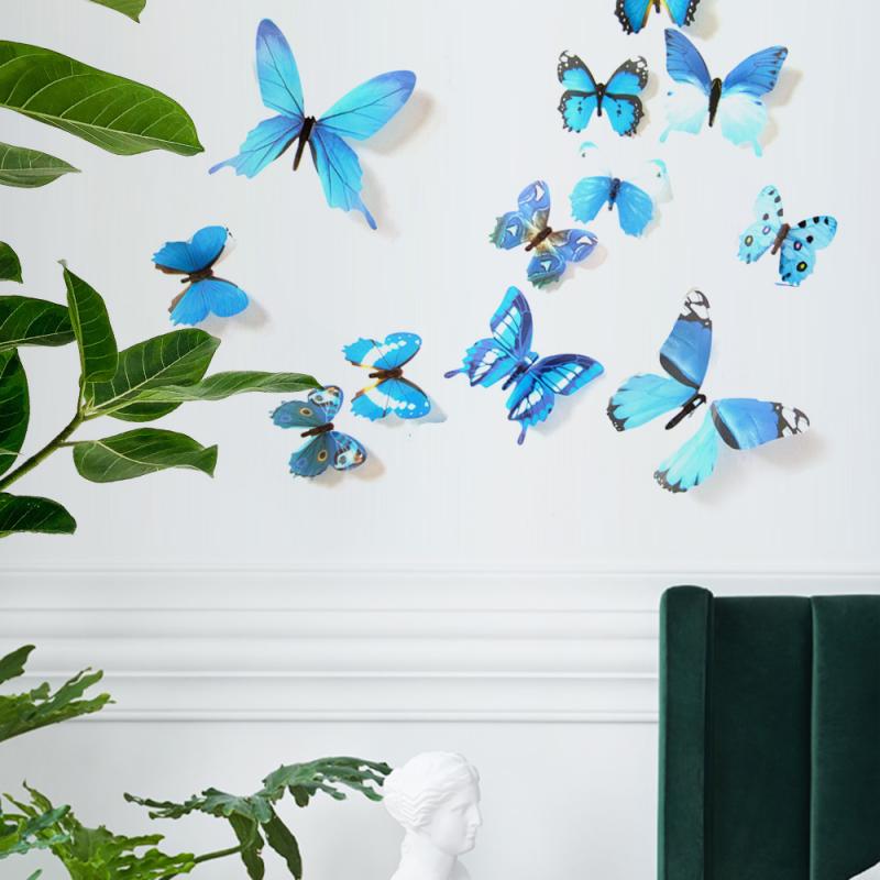 12 Pçs/lote 3D Borboletas Adesivo de Parede Borboleta Bonita Para Decalques Da Parede Da Sala Decoração de Casa Na Parede Borboleta Papel De Parede
