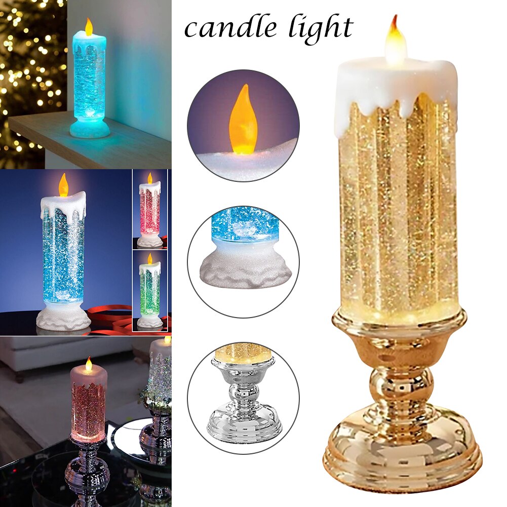 Rechargeable Colour Electronic LED Waterproof Candle With Glitter Colour Changing LED Water Candle LAD