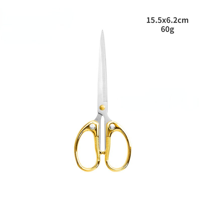 Office Scissors Stainless Steel Zinc Alloy Paper Cutting Scissors Children Students Cut Stationery Scissors: Gold 1