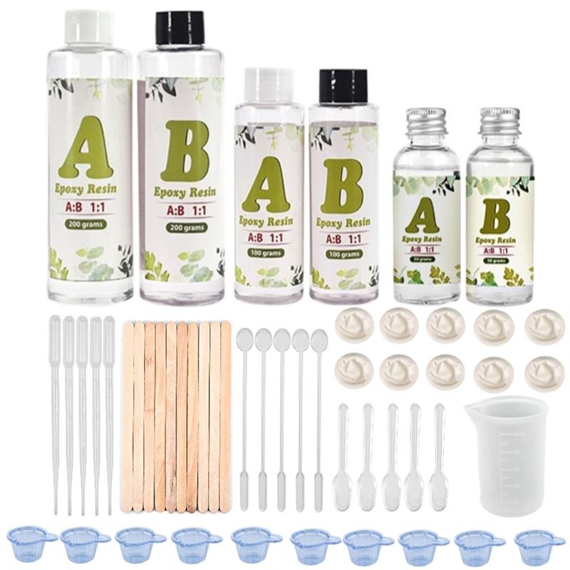 AB Crystal Epoxy AB Resin Glue Small Bottle 1:1 AB Glue With Free 1 Set Resin Molds Making Tools Starter Set Jewelry Making