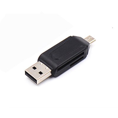 5 Kleuren 2 In 1 Usb Otg Kaartlezer Universele Micro Usb Otg Tf/Sd-kaartlezer Telefoon Extension headers Micro Usb Otg Adapter: black