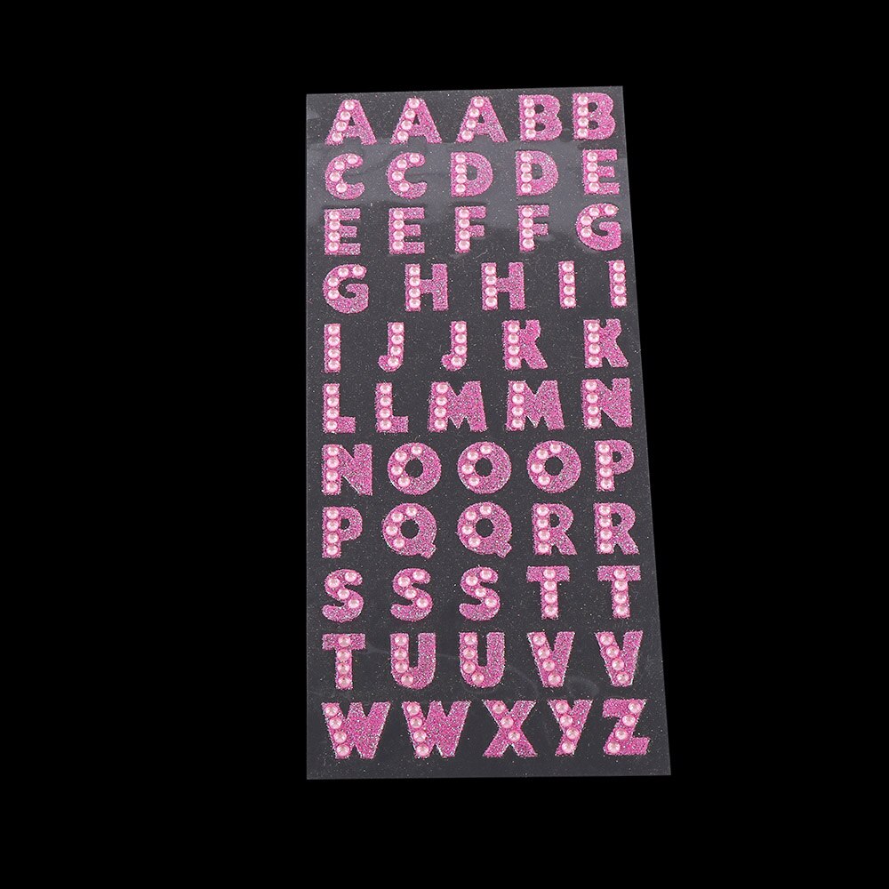 Pegatinas de letras del alfabeto para el hogar, láminas autoadhesivas de diamantes de imitación de cristal con purpurina, para álbum de recortes, 55 Uds.