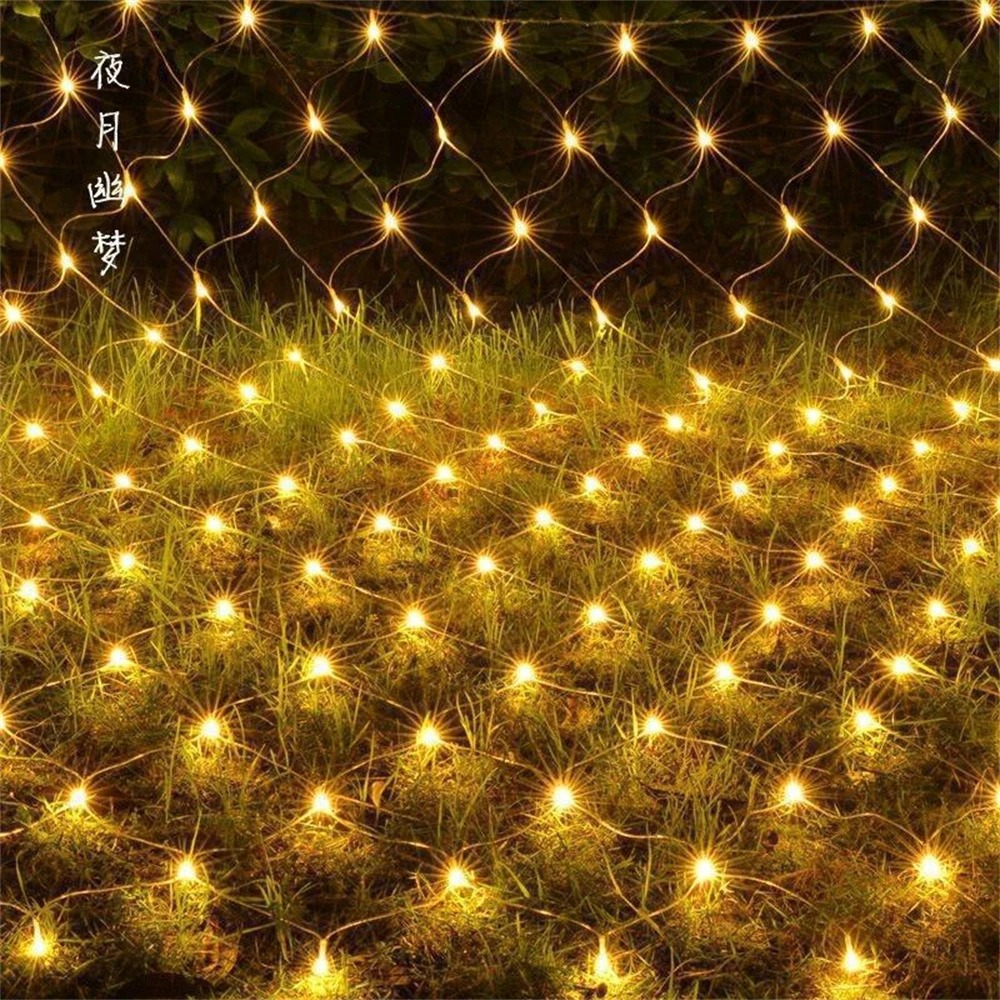 Net maille Led lumières 1.5 M/2 M/3 M LED chaîne noël fée rideau guirlande extérieure étanche pour fête jardin décoration de mariage: M / Olive
