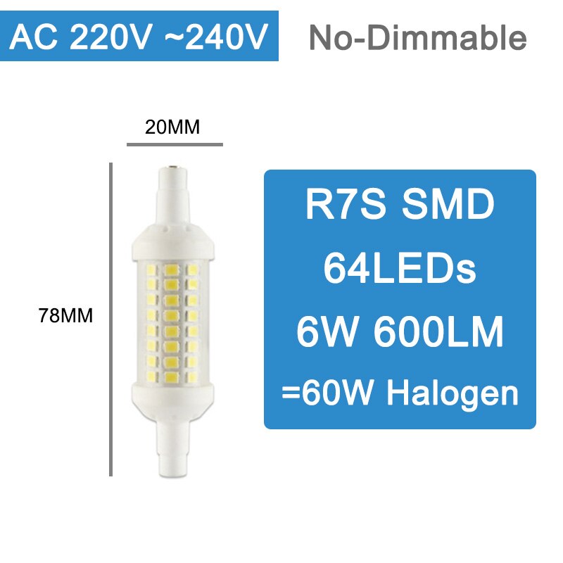 R7S Led Lamp COB Glas Spot Light led Lamp 78mm 6W 118mm 15W Vervangen Halogeen AC 110V 220V 50W 100W Schijnwerper Spot Light lamp: SMD 78mm 220V NonDim / Warm White