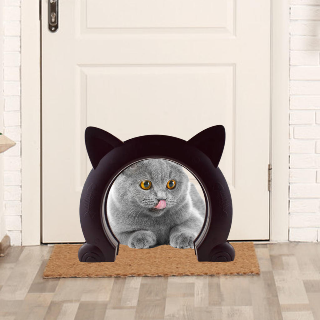 Porte en forme de chat mignon, porte d&#39;accès à grande ouverture pour chaton: Brown