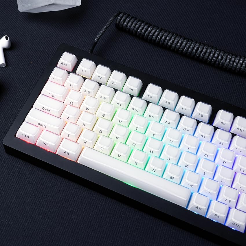 Womier White Crystal Jelly Keycaps Aangepaste zijkant bedrukte Keycaps 113 toetsen OEM-profiel voor Cherry MX Switches Mechanisch toetsenbord