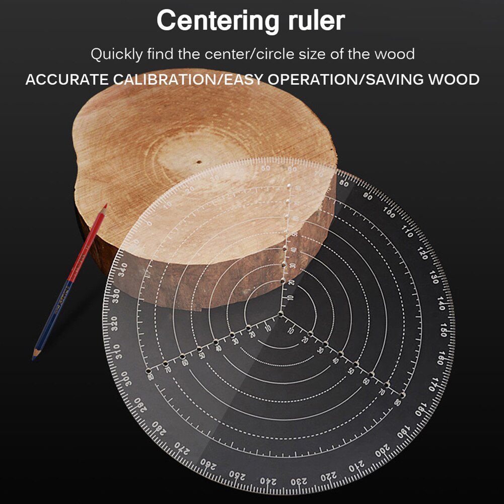 20CM Center Finder High-precision Acrylic Round Compass Woodworking Turning Centering Ruler for Wood Lathe Processing