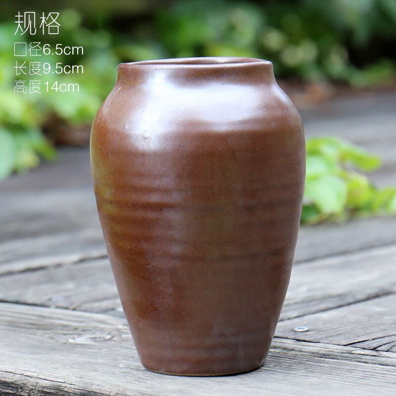 Ceramic Flower Pot Large Round Succulent Rust Old Pile Flower Pot Breathable Retro Potted High Mouth Flower Pot: T