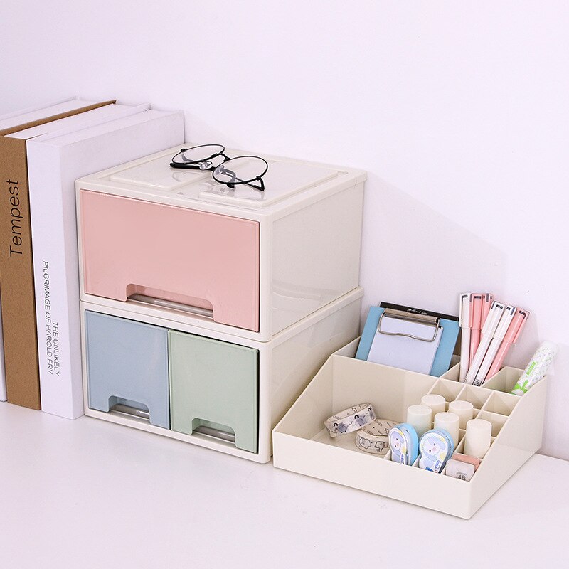 Japanese Plastic Drawer Desktop Storage Box Cabinets Debris Makeup Organizer Jewelry Case Office Stationery Drawer Boxes 1pc