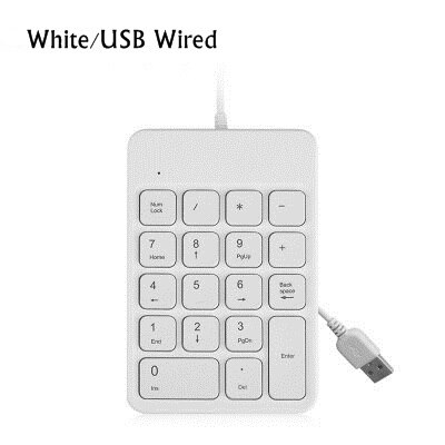 B O W HW157 Rechageable Bluetooth Wireless/2.4G Wireless 18 Key Portable Numeric Keypad For Notebook,Desktop Computer: White USB Wired