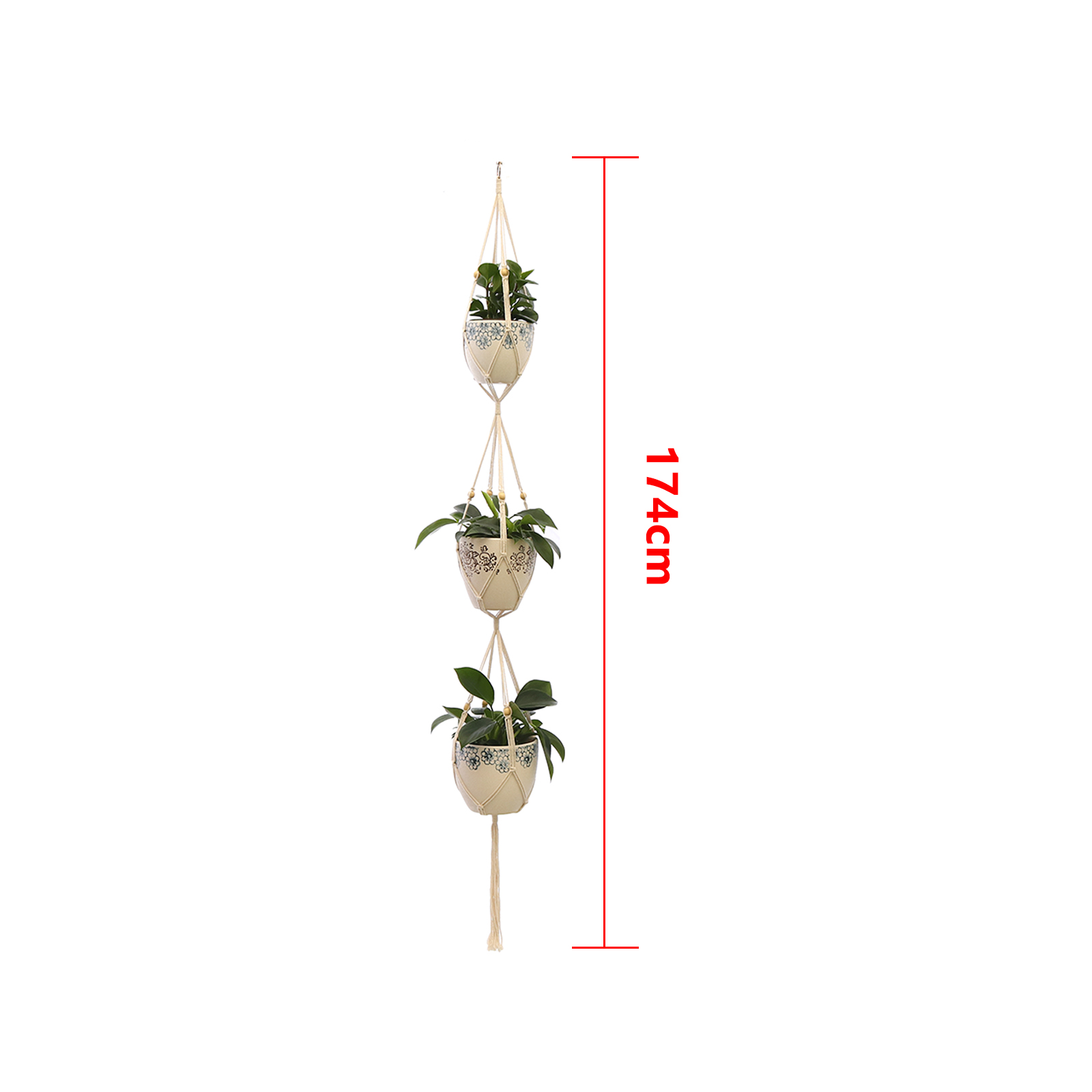 Handmade Macrame Hemp Rope Plant Hanger Basket Woven Hanging Flower Pot Wall Hang Planter Pot for Home Garden Decoration Tools: Orange