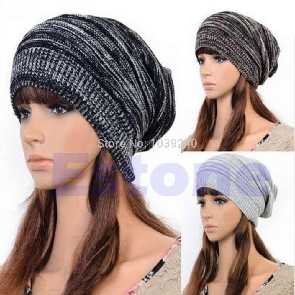 Neue Männer frauen stricken ausgebeult Mütze Baskenmütze Hütte Winter warm Übergroßen Ski Deckel unisex
