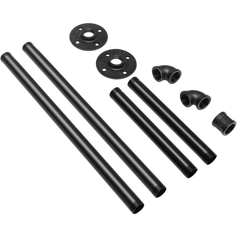 Appendiabiti Da Parete Industriale YATINEY Con Ripiano – 80 Cm – Tubi In Acciaio E Legno Marrone Rustico - 6