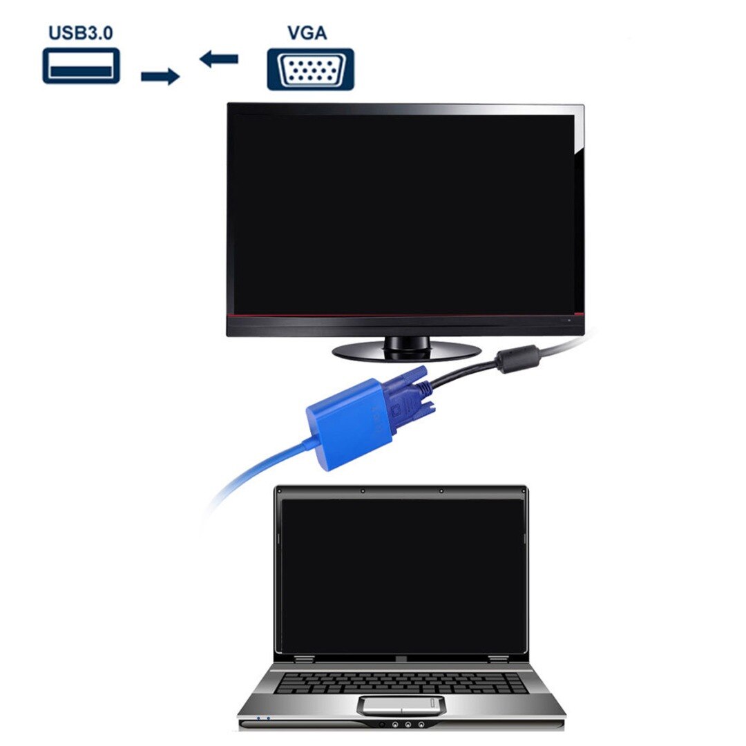 USB 3.0 to VGA 1080P Video Graphic Card Display External Adapter for Win 7/8/10 Desktop Laptop PC Monitor Projector Converter