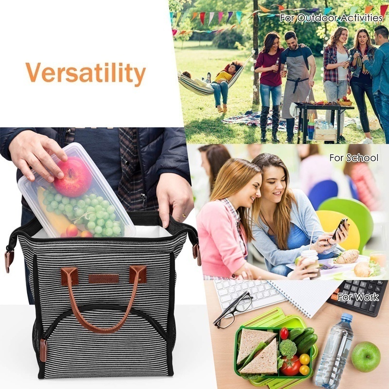 oxford stor kapasitet lunsjpose isolert lerret matpose tote piknik termiske kjøleposer kvinner lunsjboks bolsa termica  w405