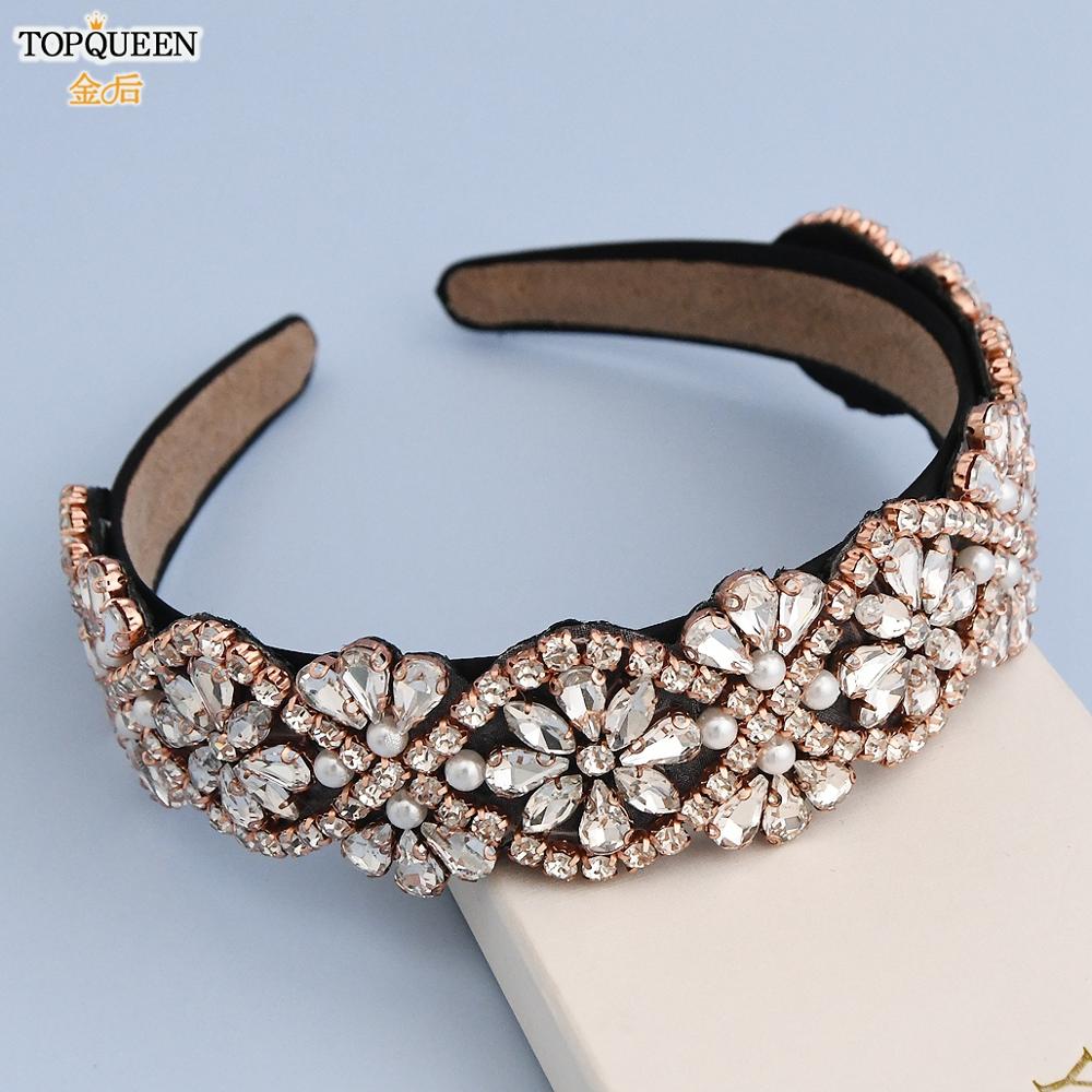 TOPQUEEN S387-FG Luxus Strass Hochzeit Stirnband Stunning Kristall Haar Schmuck Braut Haar Tiara Barock Stirnbänder Headwear: S453-FG
