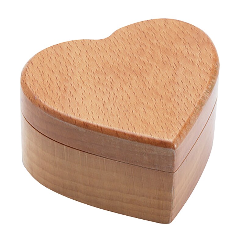 HLZS-Love Heart Shape Walnut Wooden Ring Box Solid Wood Decorative Jewellery Storage Box Engagement Box Proposal Anniversary Gif: B