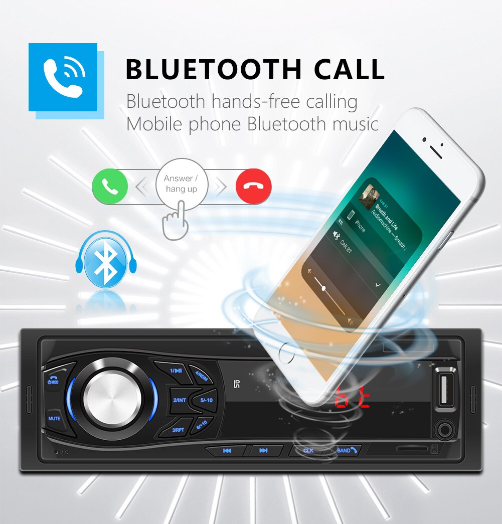 Bluetooth Autoradio Autoradio Radio Fm Aux Ingang Ontvanger Sd Usb 1030 12V In-Dash 1 Din Auto MP3 Multimedia Speler