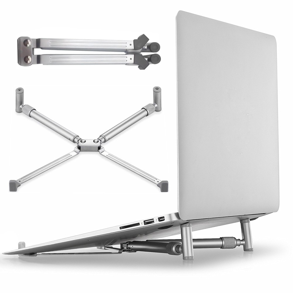 Justerbart, sammenleggbart bærbart stativ i aluminium x stil stasjonær notisbok stasjonær holder stativ til 7-15 -tommers macbook pro luft chromebook