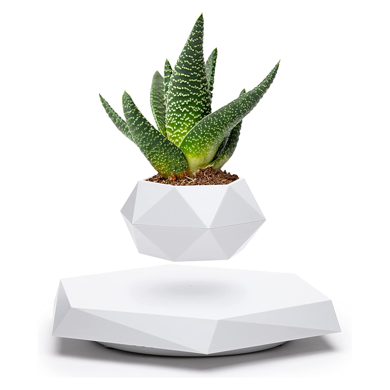 Zwevende lucht bonsaipot rotatie bloempot plantenbakken magnetische ophanging drijvende pot potplanten huis zonder planten: Paars