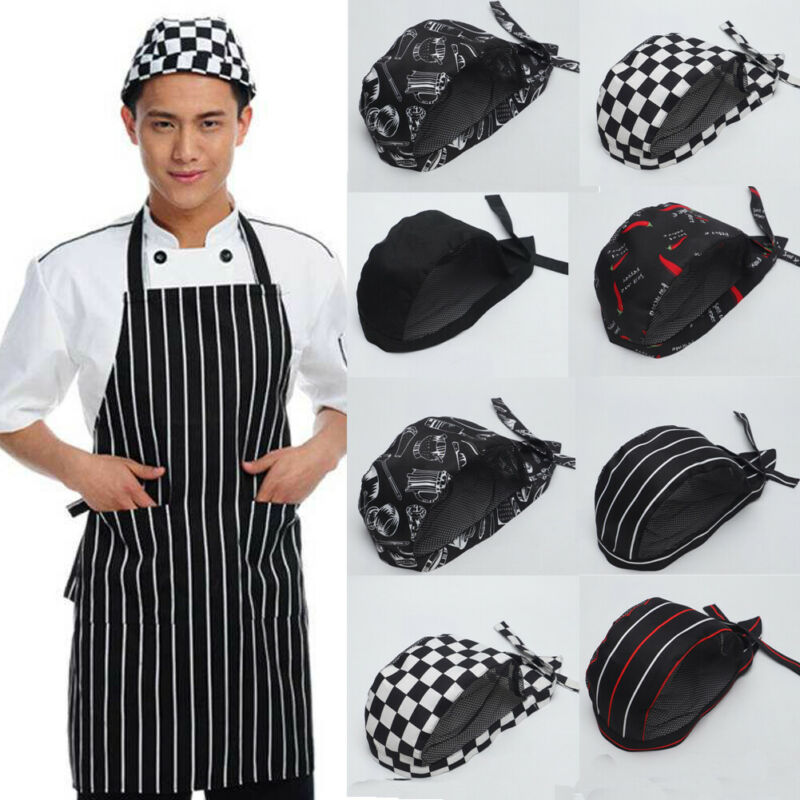 Adjustable Restaurant Chef Skull Cap Chef Mesh Hat Kitchen Cooking Hat for Adult Women Men