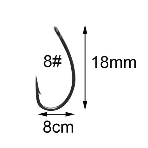 JSM 20 Pcs Carp Fishing Hooks High Carbon Steel Fishhooks Black Barbed Curve Shank Sharp Carp Hooks: 8