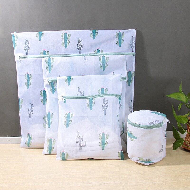 1PC Durable Laundry Mesh Clothes Washing Bags Cactus Bra Underwear Laundry Bags Travel Storage Bags
