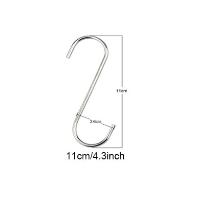 10Pcs S-Vorm Haak Keuken Reling Multifunctionele Reling S Hanger Haak Sluiting Houder Rvs Haken opknoping Opslag Gereedschap: 10pcs 11cm