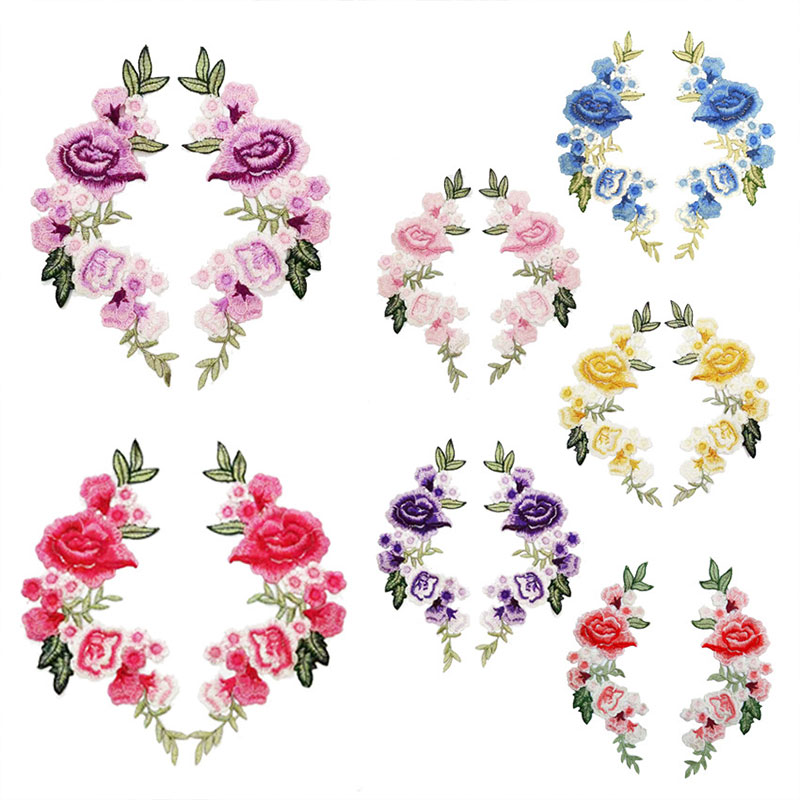 Diy Kleding Patch 1Pc/2Pcs Voor Jeans Badges Zak Naaien Borduren Ambachten Sticker Rose Bloem kleding Accessoires Applique